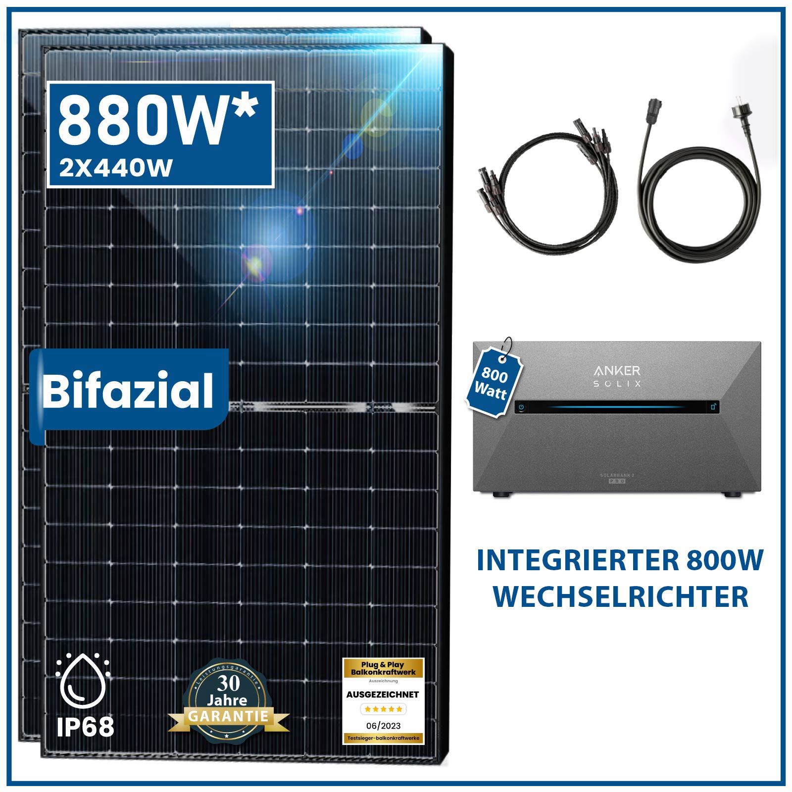 380 Watt Balkonkraftwerk Photovoltaik Solaranlage Steckerfertig WIFI Smart