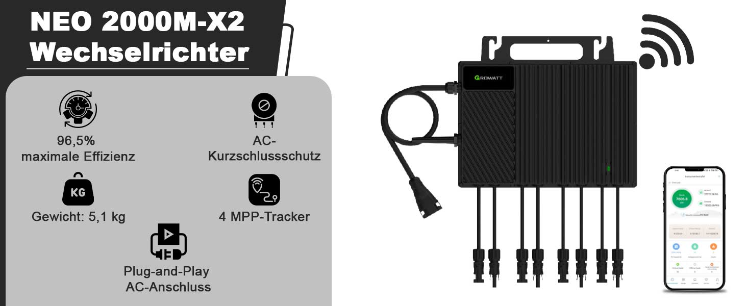 380 Watt Balkonkraftwerk Photovoltaik Solaranlage Steckerfertig WIFI Smart