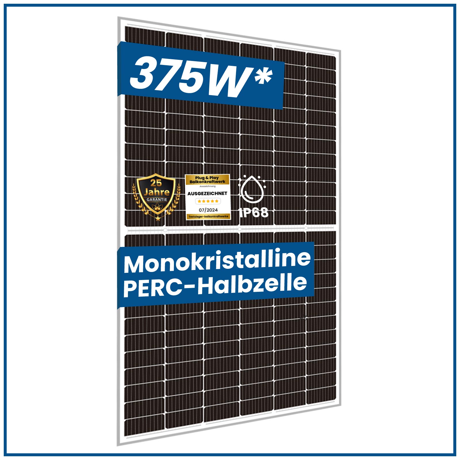 SOLAR- PV 380 BALKONKRAFTWERKE KOMPLETTSET- ECKIGES SOLAR HOOK 15M SCHUKOSTECKER