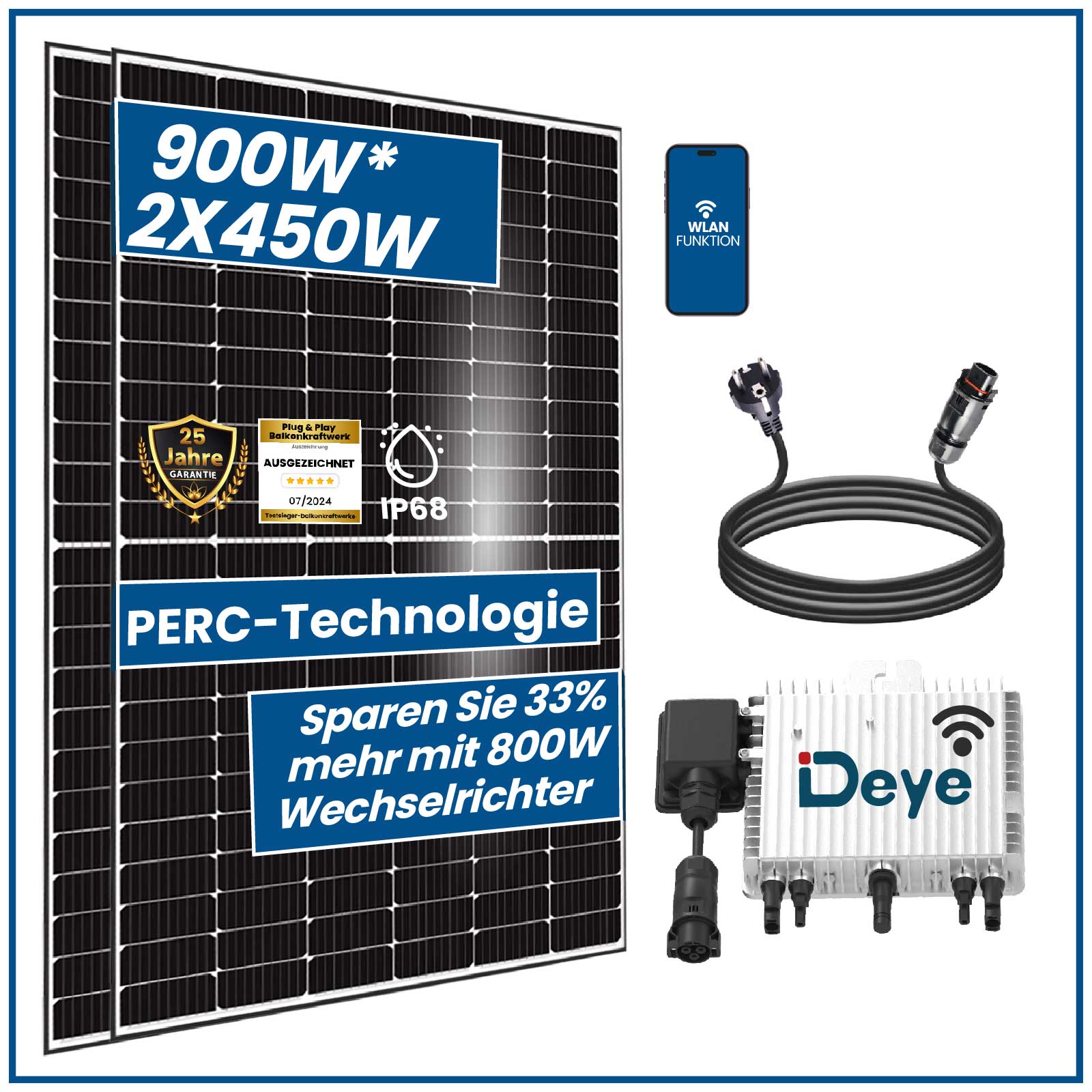 380 Watt Balkonkraftwerk Photovoltaik Solaranlage Steckerfertig WIFI Smart