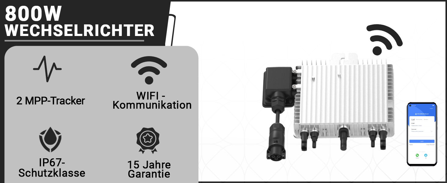 380 Watt Balkonkraftwerk Photovoltaik Solaranlage Steckerfertig WIFI Smart